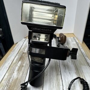 Metz 45 CT-4 Flash, Sync Cable VTG Quantum Turbo cable HvyDty bracket Untested